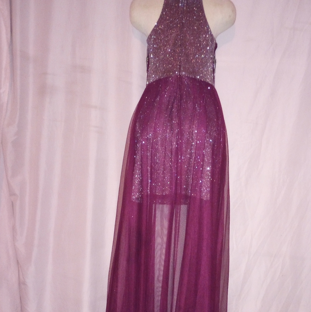 Social Couture Plum Sparkly Formal Dress Size 9/10 - Picture 4 of 16